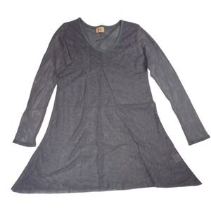 Tulip Cotton Mesh Tunic Women‎ XS Gray Lagenlook Boho Top